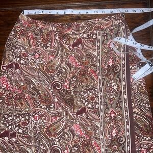 Charter Club 100% Silk Brown and Pink Wrap Skirt